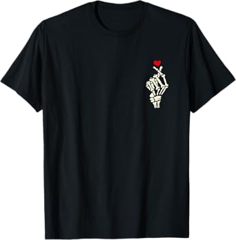 Skeleton Heart Hand Halloween Valentine Girl Women Men T-Shirt