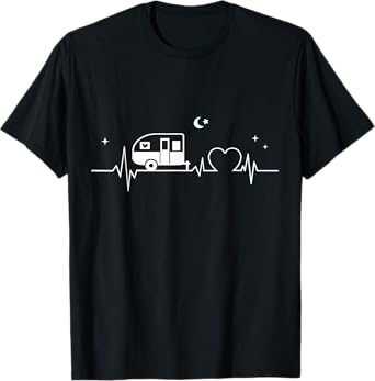 Camping Heartbeat RV Camper Camping Vacation T-Shirt