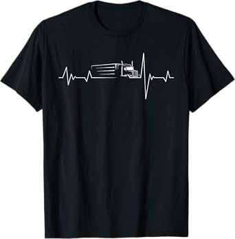 Truck driver heart beat 18 wheeler semi-trailer tractor T-Shirt