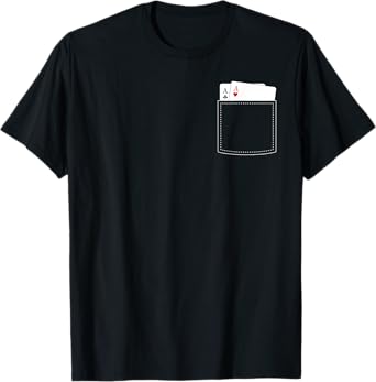 Pocket Blackjack Cards Poker red Heart & Clubs design T-Shirt