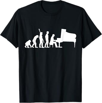 Funny Piano Player Pianist Musician Saying I Evolution T-Shirt