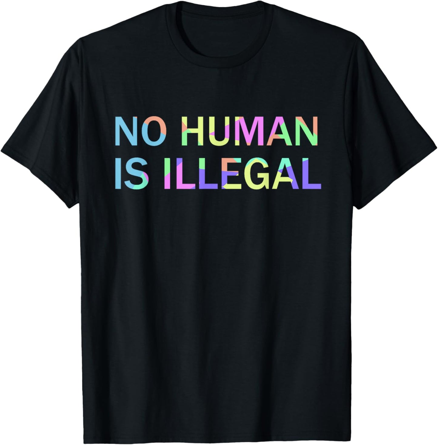 No Human Is Illegal Pro Immigration T-Shirt - Women's Classic Fit Black Short Sleeve T-Shirt - Small