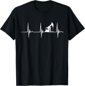 Oilfield Worker Heartbeat EKG Pulse Oil Rig American Gas T-Shirt