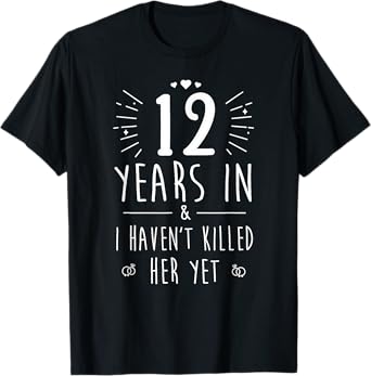 12th Wedding Anniversary for Him & Husband 12 Years Marriage T-Shirt