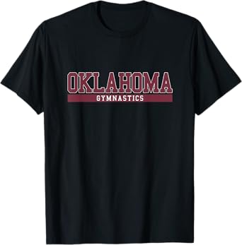 Oklahoma Gymnastics T-Shirt - Black, Unisex-Adults, Short Sleeve, Classic Fit, Small