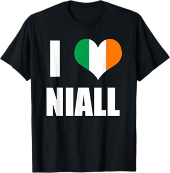I Love Niall T-Shirt - Ireland Flag Heart T-Shirt