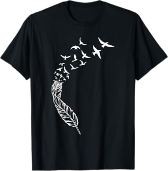 Feather Flying Birds Cool Street Style Positivity Casual T-Shirt