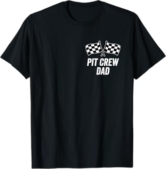 Pit Crew Dad Checkered Flag Hosting Race Car Birthday Partie T-Shirt
