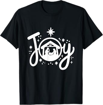 Christian Christmas Joy Jesus Nativity Scene Faith Family T-Shirt