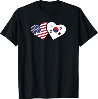 South Korea USA Flag Shirt Heart Korean American Love Gift T-Shirt for Girls Kids Men