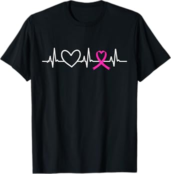 Breast Cancer Awareness Month Pink Ribbon Heartbeat Gifts T-Shirt