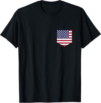 United States Flag T-Shirt with Printed American Flag Pocket T-Shirt for Women Girls Kids Men