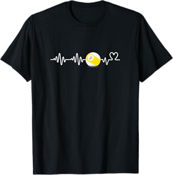 Heartbeat Billiard Nine Ball Funny 9-Ball Player Gift T-Shirt