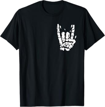 Rock Skeleton Cool Rocker Halloween Men Women Boys Kids T-Shirt