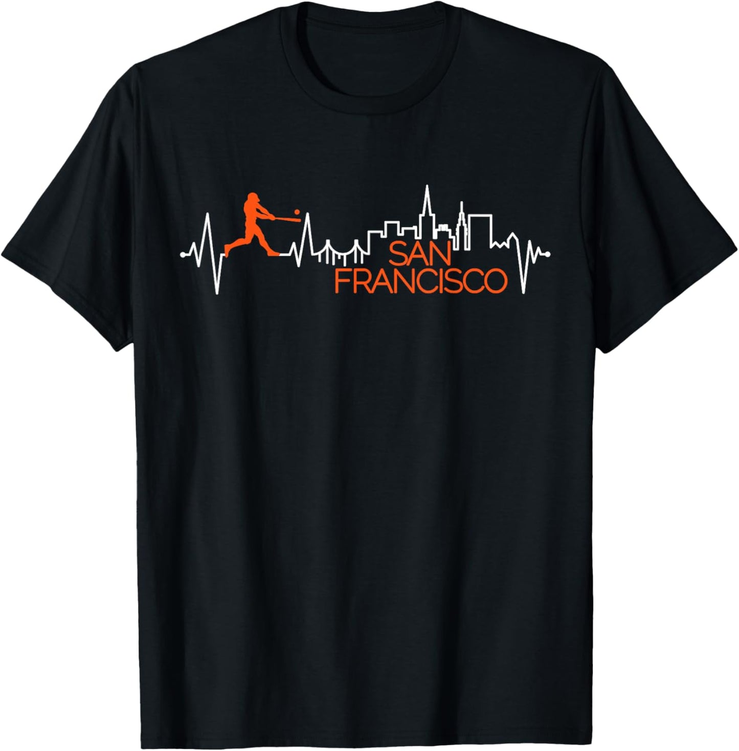 Vintage San Francisco Skyline Baseball Heartbeat Men Women T-Shirt