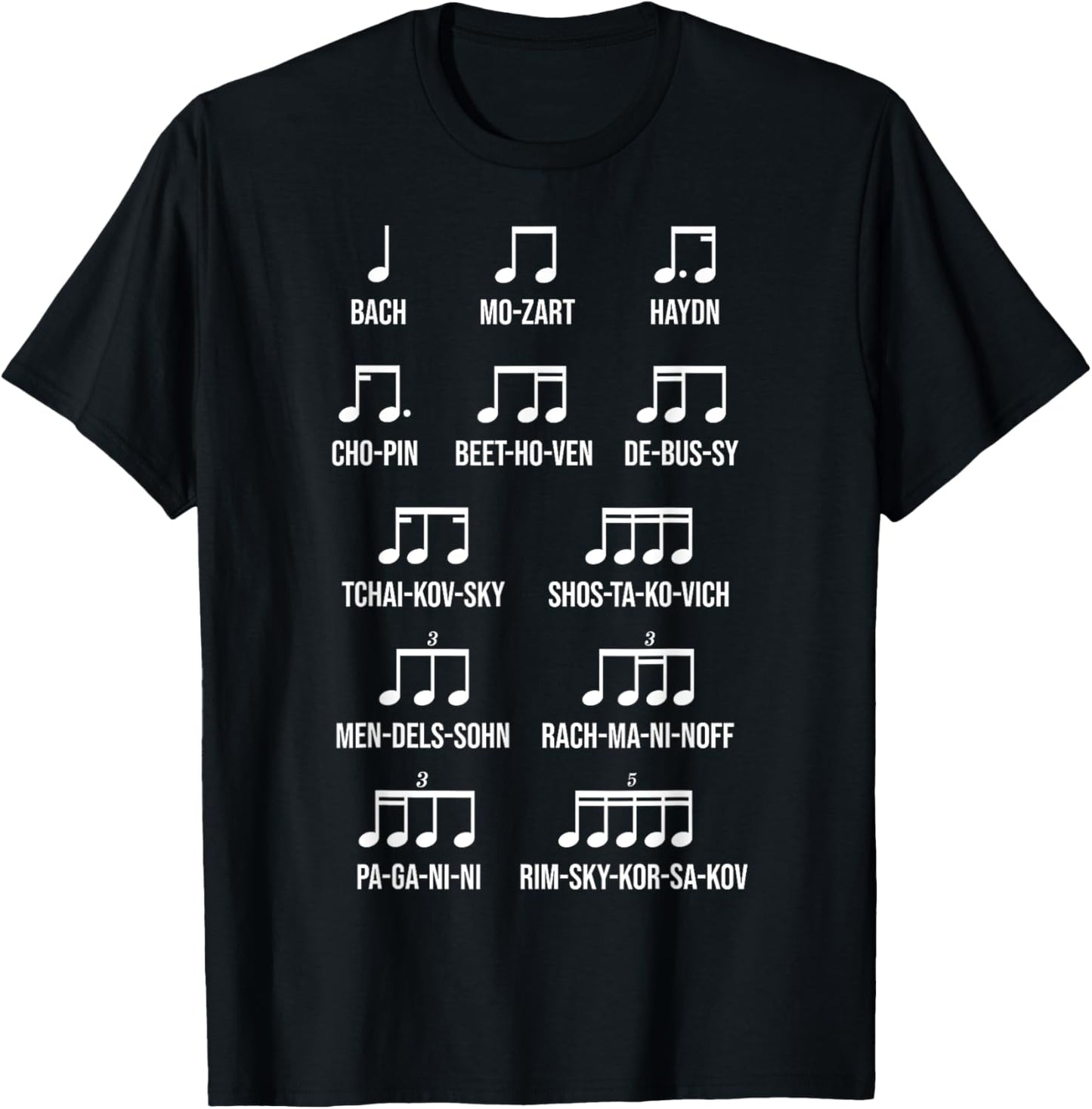 Composer Rhythm Music Gift Bach Mozart Beethoven Chopin T-Shirt
