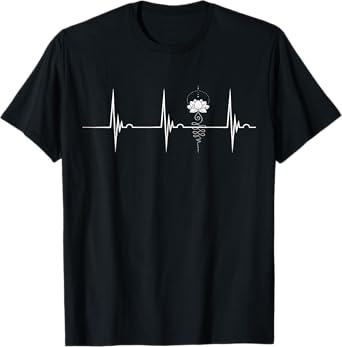 Unalome Tattoo Heartbeat ECG Pulse Lotus Flower Tree Zen Yoga T-Shirt