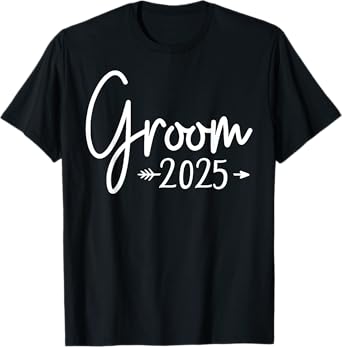 Groom Est 2025 Married Wedding Engagement Getting Ready T-Shirt, Small, Black