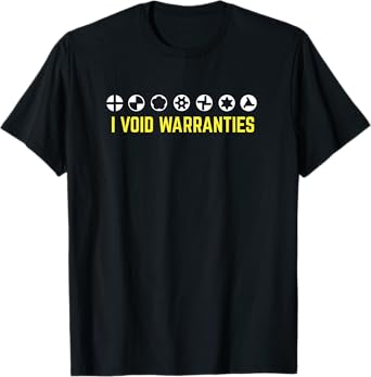 I Void Warranties T-Shirt Funny Sarcastic Auto Repair Tee - Black - Small - Unisex - Cotton Blend - Short Sleeve - Crew Neck - Classic Fit - Lightweight - Lace Embellishment