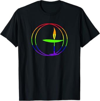Unitarian Universalist Shirt, Colorful Flaming Chalice Shirt T-Shirt