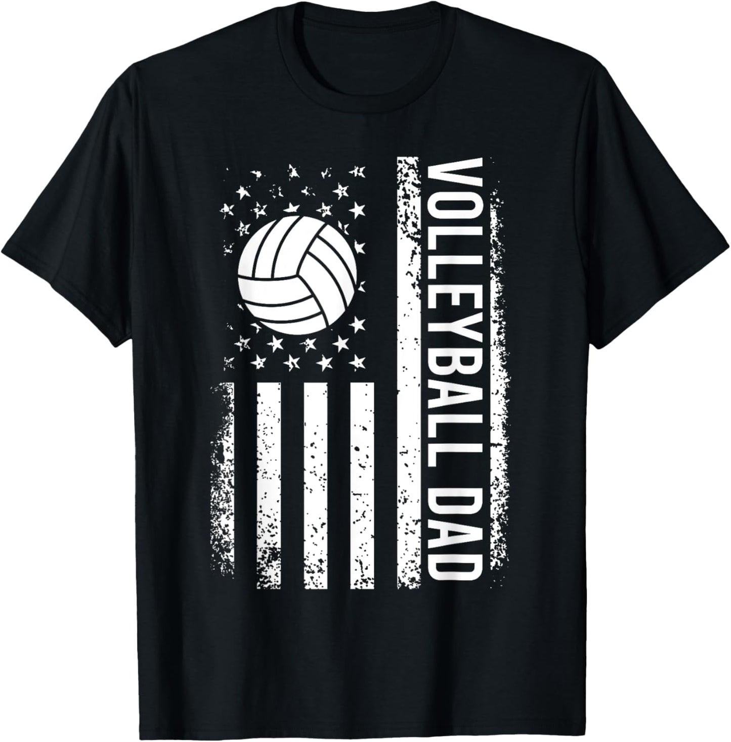 Vintage Volleyball Dad USA Flag Retro Fathers Day Daddy Papa T-Shirt