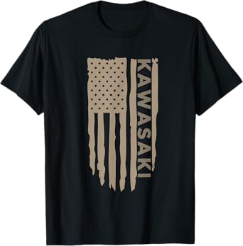 Wandering Wheels Men's Kawasaki American Flag T-Shirt