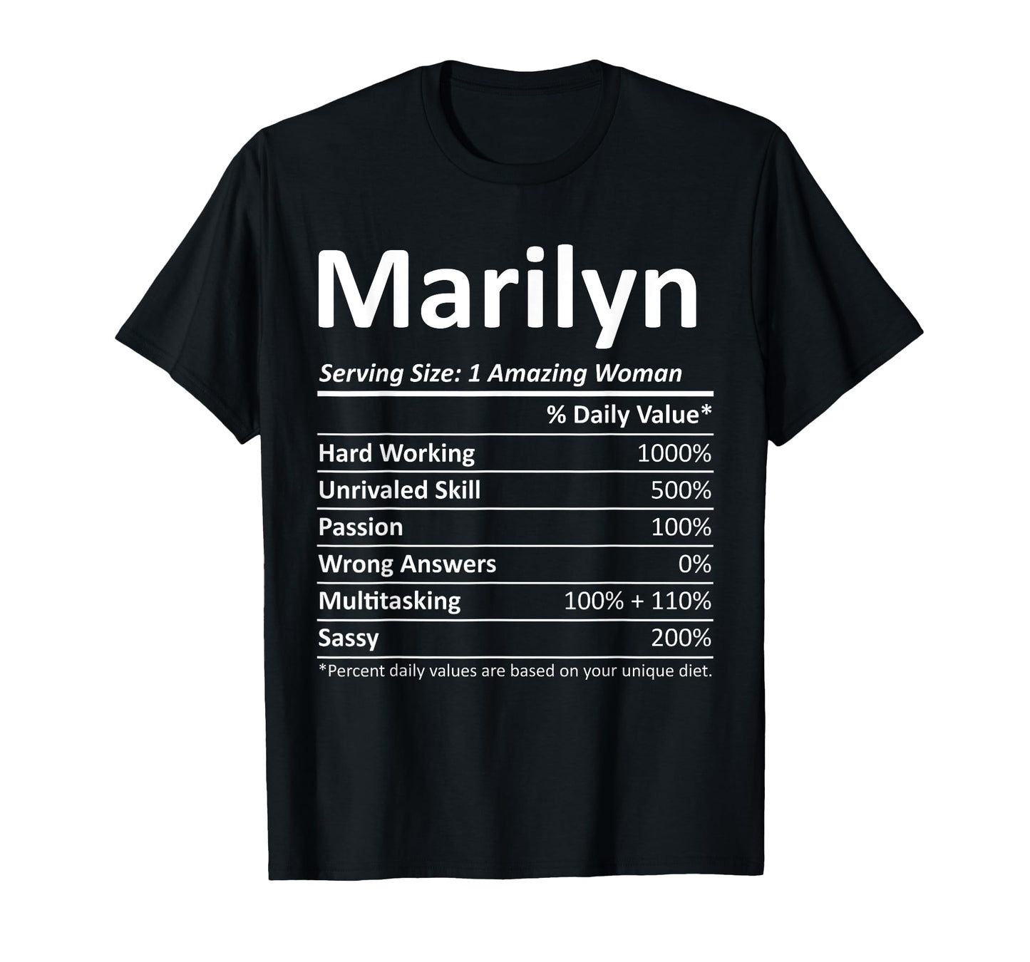 MARILYN Nutrition Personalized Name Funny Christmas Gift T-Shirt