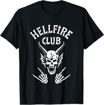 Stranger Things Hellfire Club Rock On Badge T-Shirt