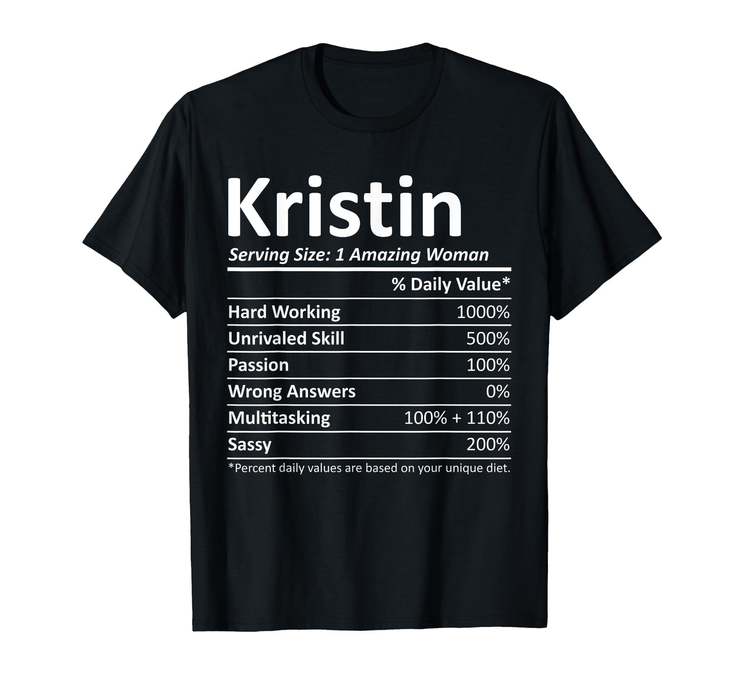 KRISTIN Nutrition Personalized Name Funny Christmas Gift T-Shirt