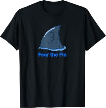 Fear the Fin Shark Fin Ocean Beach Funny Distressed T-Shirt