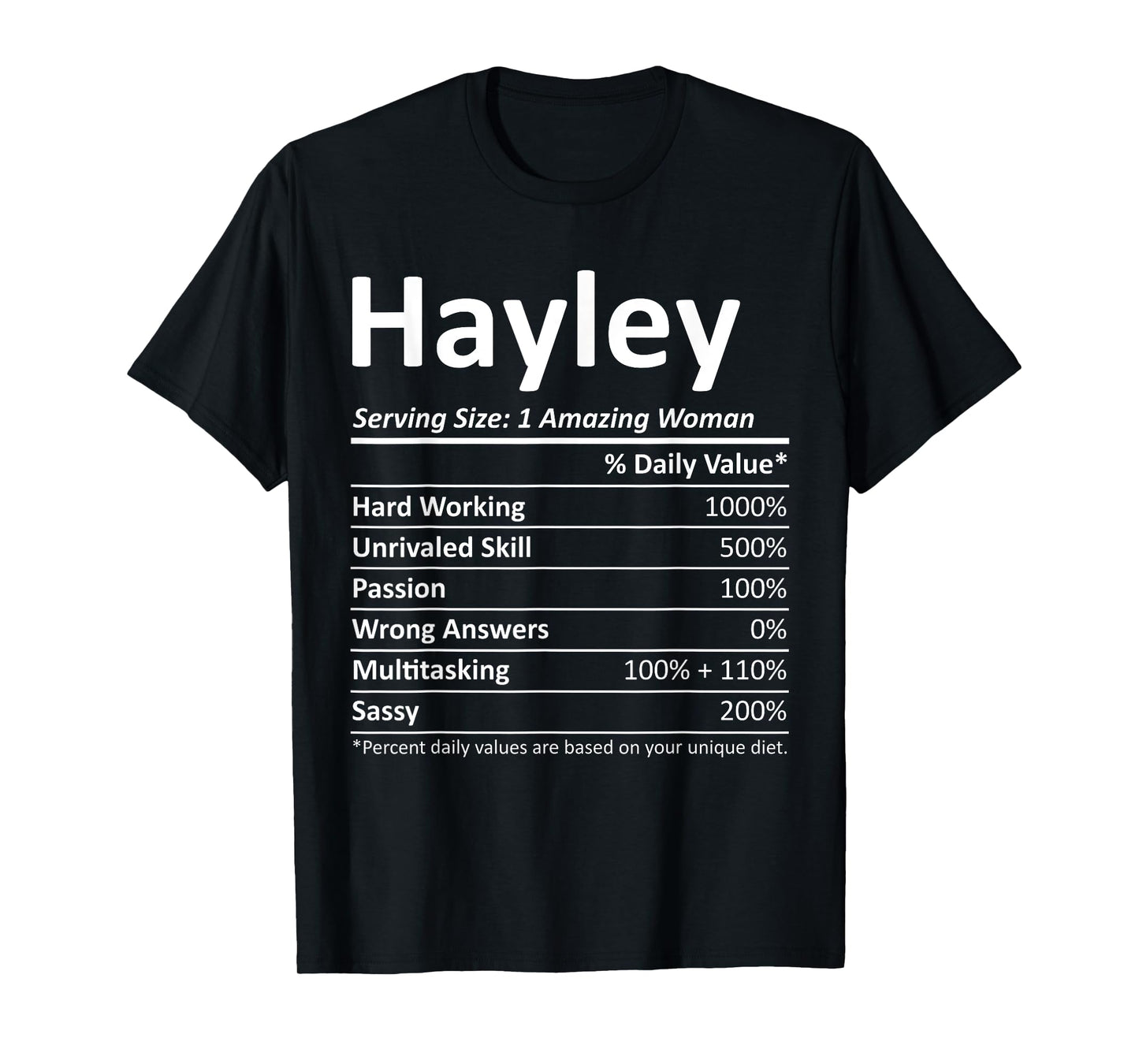 HAYLEY Nutrition Personalized Name Funny Christmas Idea T-Shirt