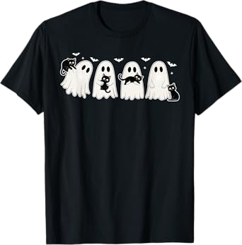 Black Cats in Ghost Costume Kitty Cat Lover Halloween Cat T-Shirt