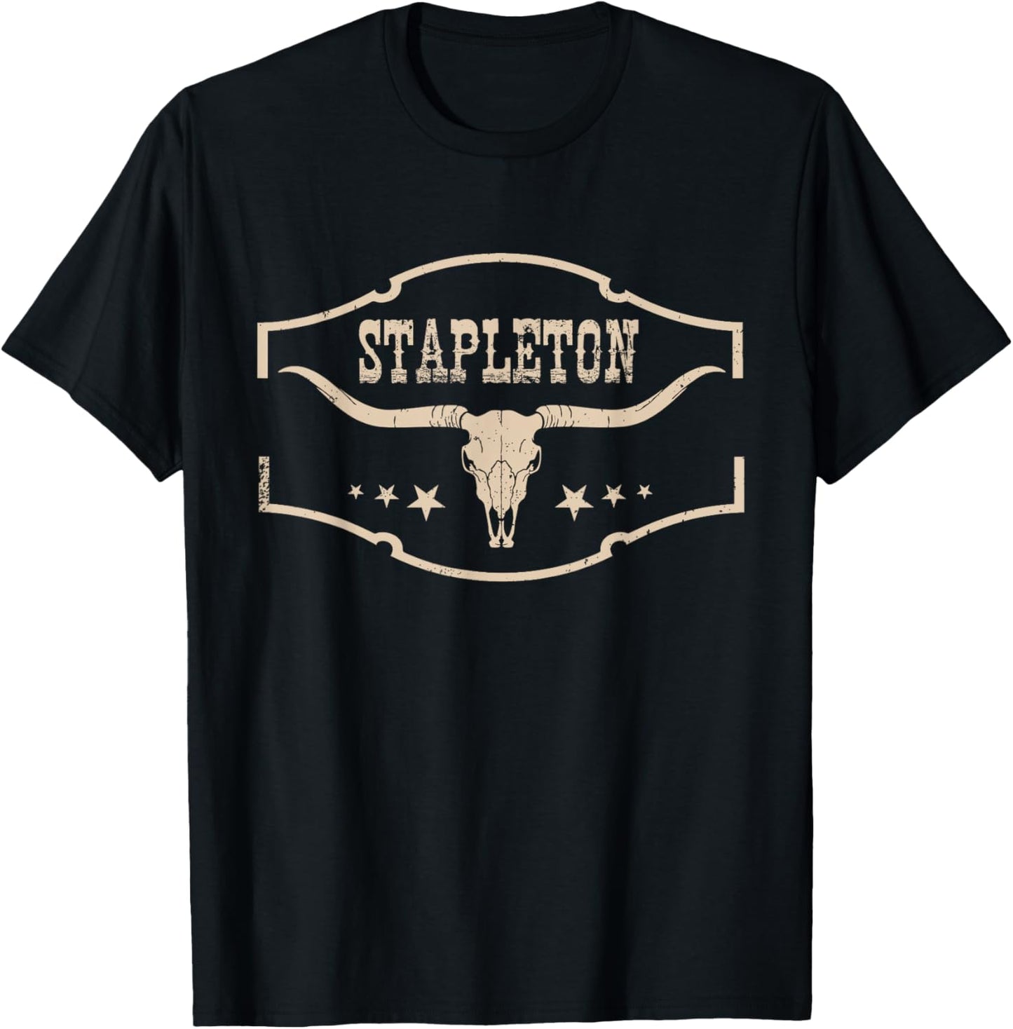 Distressed Stapleton Cowhide Name Proud Vintage Bull-Skull T-Shirt