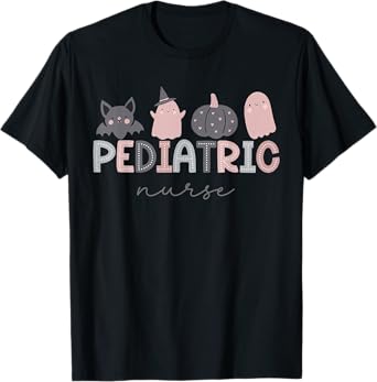 Pediatric Nurse Pumpkin Bat Ghost Cute Halloween PEDS NICU T-Shirt