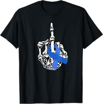 Fuck Colon Cancer Middle Finger Ribbon Colon Cancer T-Shirt