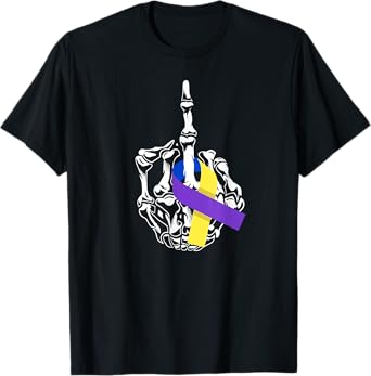 Fuck Bladder Cancer Middle Finger Bladder Cancer Awareness T-Shirt