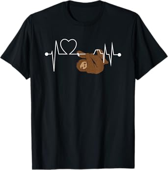 Funny Sloth Heart Heartbeat Sloths Lover Gift Women Girls T-Shirt