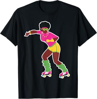 Funny Roller Skating Derby 70's 80's Skater Afro Girl Gifts T-Shirt