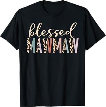 Blessed Mawmaw Cute Leopard Print T-Shirt