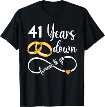 41 Years Down Forever To Go Couple 41st Wedding Anniversary T-Shirt