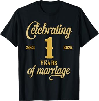 1 Years Of Marriage Est. 2024 2025 1st Wedding Anniversary T-Shirt