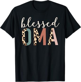 Blessed Oma Cute Leopard Print T-Shirt