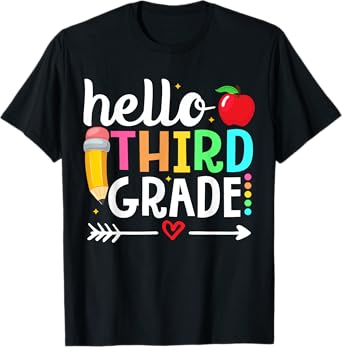 Hello Third Grade Team 3rd Grade Teacher Back to School T-Shirt