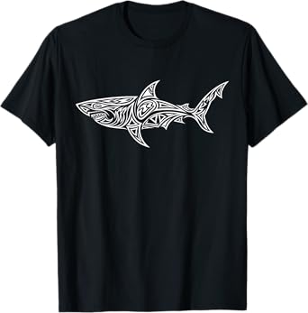 Shark Tribal Design Predator White Mako T-Shirt