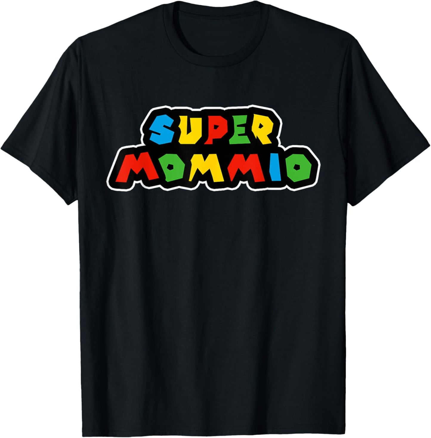 Womens Super Mommio Funny Nerdy Mommy Mother Short Sleeve T-Shirt (Black)