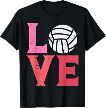 Pink Love Volleyball Cute Sports Coach Player Men Women Kids T-Shirt