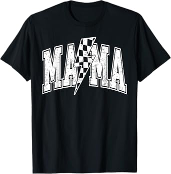 Mama Lightning Bolt Checkered Mother's Day T-Shirt