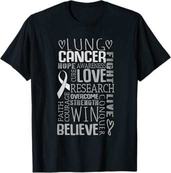 Word Cloud Lung Cancer Awareness T Shirt Women Men Kids Gift T-Shirt