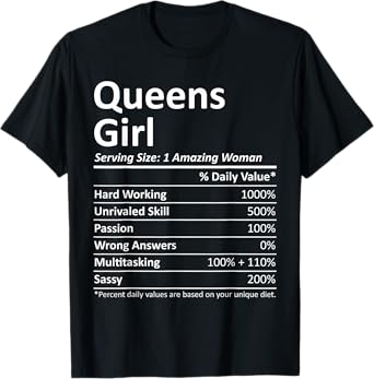 QUEENS GIRL NY NEW YORK Funny City Home Roots USA Gift T-Shirt