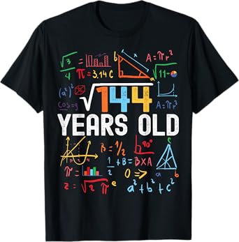 Square Root Of 144 12th Birthday 12 Years Old Birthday T-Shirt